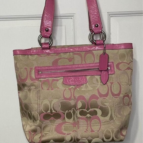 COACH signature canvas purse handbag shoulder tote - Picture 1 of 8